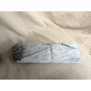 Vintage Arthur Court Marble Cheese Board Tray w Aluminum Swan Handle Charcuterie